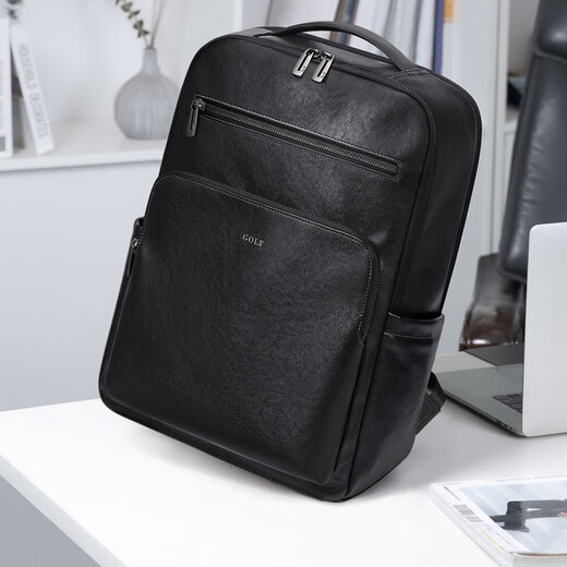 Golf (GOLF) backpack men's soft leather backpack men's 15.6/16-inch computer bag multi-compartment business trip travel backpack