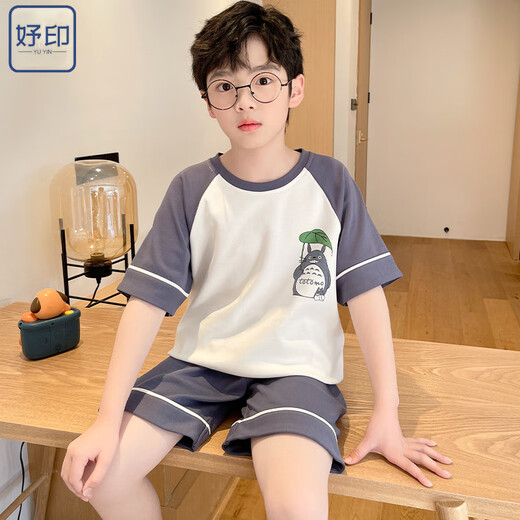 Yuyin Boy Pajamas Детский летний костюм с короткими рукавами для среднего и большого мальчика Модная летняя домашняя одежда 695 [хлопок] Рекомендуется 140-150 см. Вес 65-80 Джин [Джин равняется 0,5 кг]