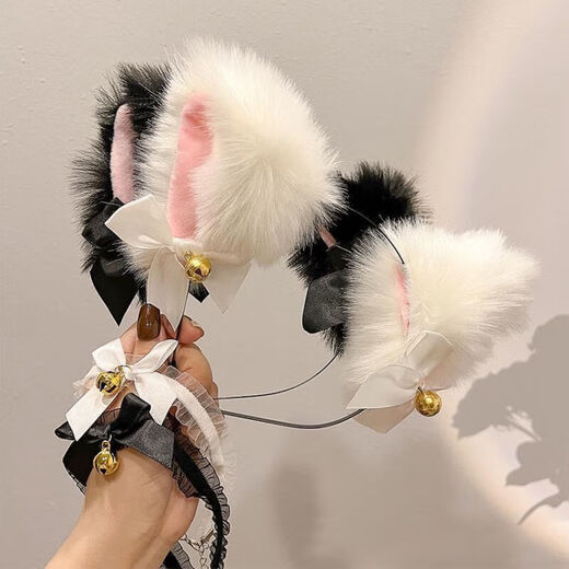 SMVP cat ear headwear cat ear hairband hairpin bell cat ear headwear hairpin hairband cat girl cat headwear white set headband + necklace