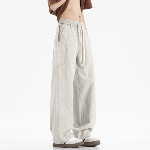 
Catman MiiOW summer casual pants for men new style loose straight men's sports pants pure cotton work pants for men's summer thin pants Paris gray [pure cotton soft fabric] XL [130-145Jin [Jin equals 0.5 kg]]