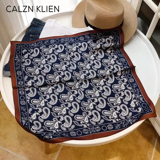 Calznklien真丝丝巾100%桑蚕丝2025新款小方巾高级感实用生日礼物送老婆女友 【佩斯利蓝绸】高级感礼盒装