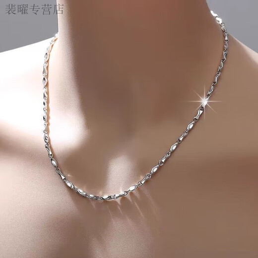 He Jiagong Lao Phoenix pt950 platinum 999 sterling silver necklace men's and women's ingot chain 18 necklace moissanite diamond clavicle necklace men's platinum ingot chain men's and women's (default length is about 55cm 22.8 grams limited to 10% off)