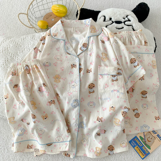 S.Sofea yunduo Cotton Sweet mignon pyjamas Set Les vêtements de maison à manches courtes peuvent être usés en plein air guangzhou treize lignes nyx-9902 # xingxing kt cat 185 xxl