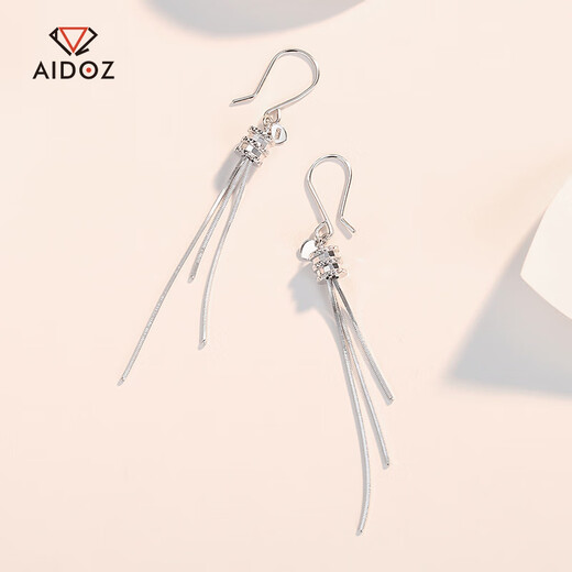 Aido Diamond pt950 platinum tassel snake bone earrings fashionable platinum small waist ear hook versatile earrings short style one pair 3.1-3.3 grams