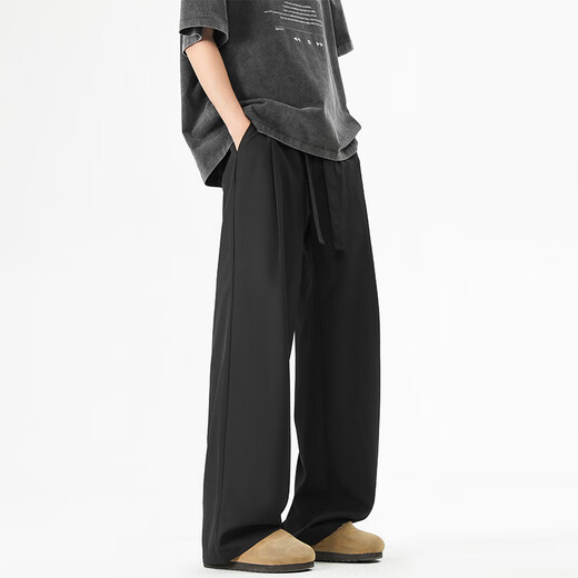 Maybeyond Anzughose Herren Sommersport-Weithöhe mit heterosexuellen Hose losen lässige Hose Herren MA89 Black 3xl