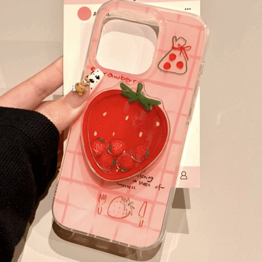 Strawberry cochée adaptée à l'iPhone16 Téléphone mobile porte-caisses Apple Huawei Vivo Xiaomi Oppo Honor Couverture antifle