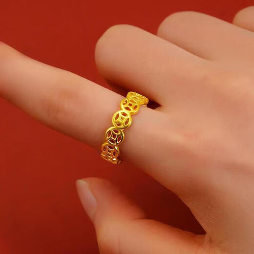 Chuhan retro ethnic copper coin ring ring to get rich and live money coin ring women's open female ring open copper coin golden opening adjustable