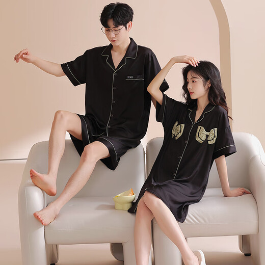 Fuxin Kang Bingsi Pare Pajamas Мужской летний костюм с коротким рукавом тонкий прохладный ночной платье Женская домашняя одежда GLQ-6210 2XL-мужчины [высота 168-178-вес 150-170]