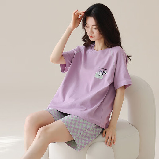 Modal pijama de algodón puro para mujeres en pantalones cortos de manga corta de verano Estudiante coreano Estudiante dulce algodón de verano se puede usar fuera del traje de ropa para el hogar A9848 L (95-110Jin [Jin equivale a 0.5 kg])