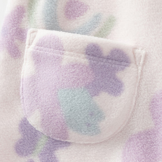 戴维贝拉（DAVE＆BELLA）初生婴儿摇粒绒连体衣0-3个月宝宝爬服秋季新款小童包屁衣新生儿 紫色花园【DB3243402】 80cm （建议身高73-80cm）