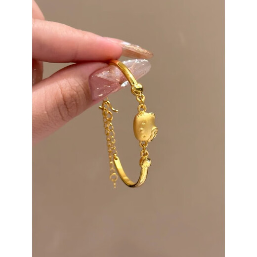 RSRDDY Old Phoenix Gold Store style gold-plated bracelet for women affordable fashion Hello Kitty half bracelet half chain bracelet bracelet temperament ty cat bracelet