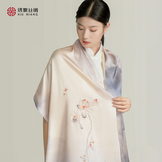 绣娘丝绸苏绣丝巾礼盒桑蚕丝真丝女士披肩围巾2025送领导长辈教师节礼物