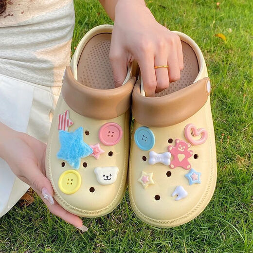 Hualin Fashion Hole Chaussures Soft Sole non glissantes Slippées respirantes pour femmes couples d'été piétinent 653 [rose] Petites étoiles de mer [semelle épaisse] 36-37 [une seule taille plus petite]