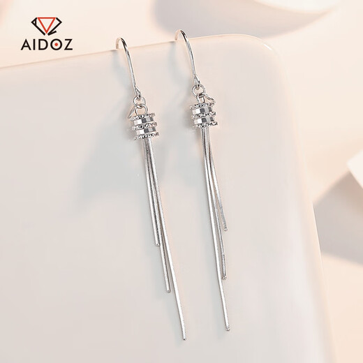 Aido Diamond pt950 platinum tassel snake bone earrings fashionable platinum small waist ear hook versatile earrings short style one pair 3.1-3.3 grams