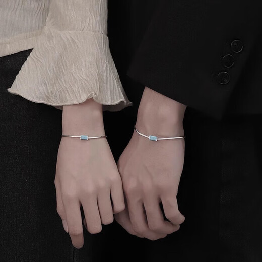 Blue and white porcelain couple bracelet with engraving, birthday commemorative gift, Valentine's Day gift, couple style pair, matching gift box + handbag