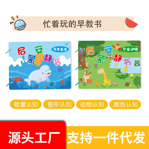 Dulezi Children's Educational Toys Livre silencieux Book Matières faites à la main Package des Lumières Autocollants Unzip Magnetic Baby Toy Styling Life Life Ilightenment (petite taille