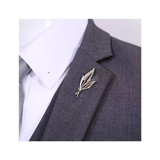OEMG气质设计感立体枫叶胸针男款西服衬衫领口金属双叶别针领针扣配饰 立体枫叶【金色】2个礼盒装