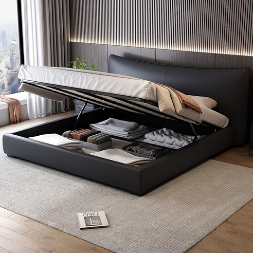 Munich Chanel leather bed, double bed 1.8m 2m Italian light luxury master bedroom, large bed, wedding bed storage bed 675