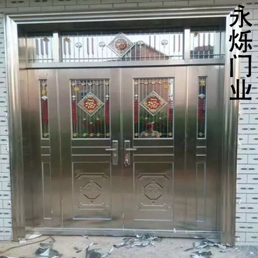 
304 stainless steel doors rural self-built house entrance door double door glass entrance stainless steel rose gold style 9902