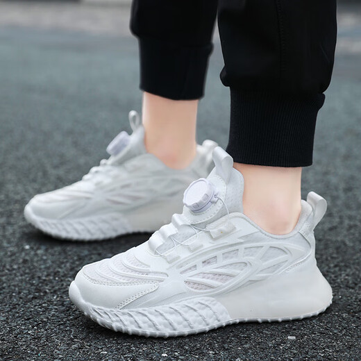 Weiße Schuhe für Kinder für Jungen und Mädchen im Frühling und Sommer Neues Single-Net Atmungsaktives Studenten Campus Performance Leichte weiße Turnschuhe weiß [A9909] Mesh atmabable Größe 37