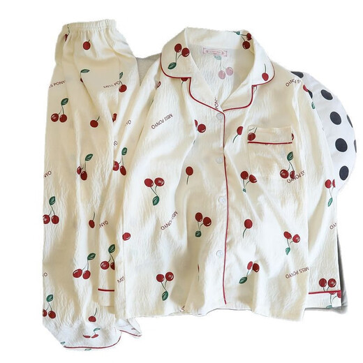 
Xianxiu INS Fengyunduo Cotton Sweet Home Clothing Long Sleeve Long Trousers Two-piece Set KDJ-826#Love Bow 170 M