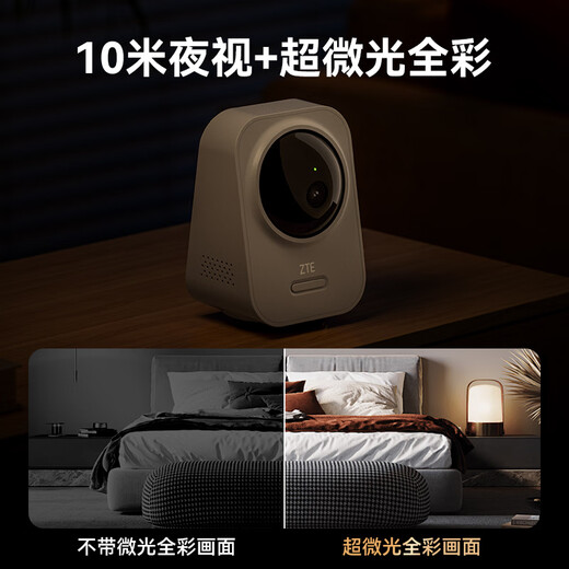 中兴（ZTE）小兴看看SC50云台版500万像素3K 超微光全彩 AI人形侦测手机查看双频家用摄像头监控 白色32G