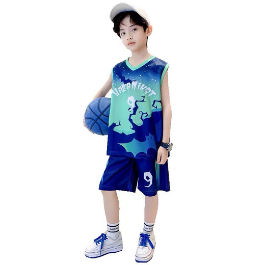 
[Boys basketball uniform] Boys basketball uniform quick-drying suit baby sleeveless vest summer suit children boy green 140
