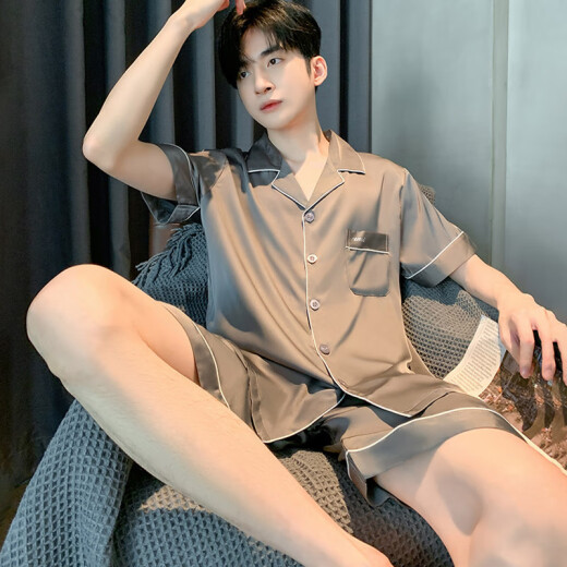 莫代尔2025年新款夏季冰.丝短袖睡衣男士夏天薄款青年男款学生休闲家居 (BBA)冰丝 男G829 L (建议身高170左右，体重100-