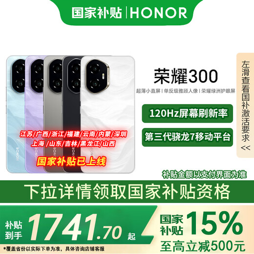 HONOR National Subsidy Honor 300 New 5G Mobile Phone AI Travel Photography Artifact Cangshan Gray 12+256GB Official Standard Configuration