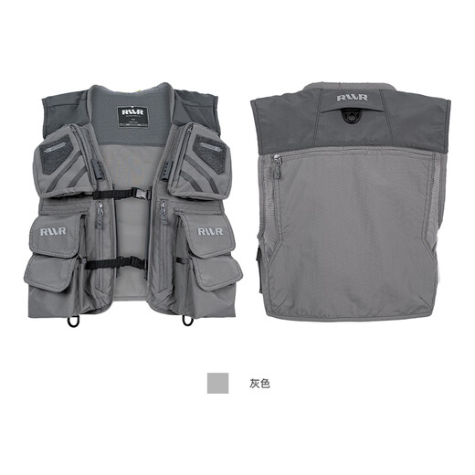 RVVR Tactical Vest Second Generation Multi-Pocket Multi-Pocket Lightweight Breathable Stream Fishing Suit Luaji Fishing Suit Tactical Vest Second Generation Gray L