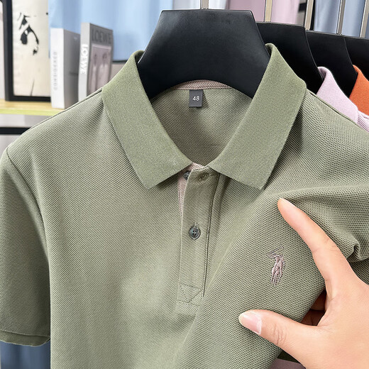 Laurenrapolo (LAURENRAPOLO) Lough Lauren Pony Embroidered Short Sleeve T-shirt Men's Summer Casual POLO Shirt Top Black p693 M