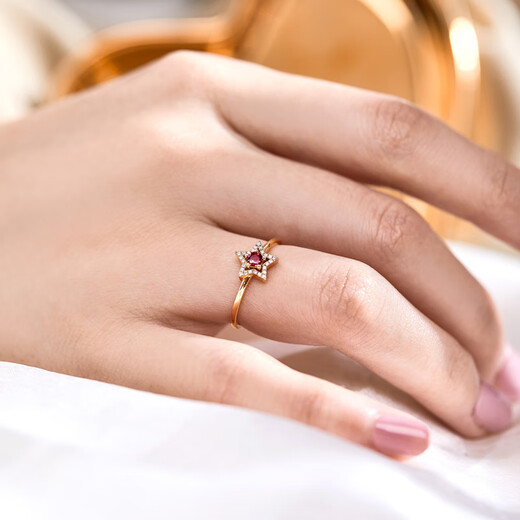 Meluxe 18K Gold Color Girl Ring Turmaline Ring Diamond Style Geburtstagsgeschenk für Frau [R15912] Turmaline 10 Punkte/13#