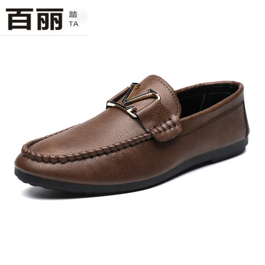 Belle Schuhe für Männer, lef doudou Lederschuhe, formelle handgefertigte Sportsschuhe britische Herrenschuhe Neue Leichtgewichte Business YL-D829 Black 39