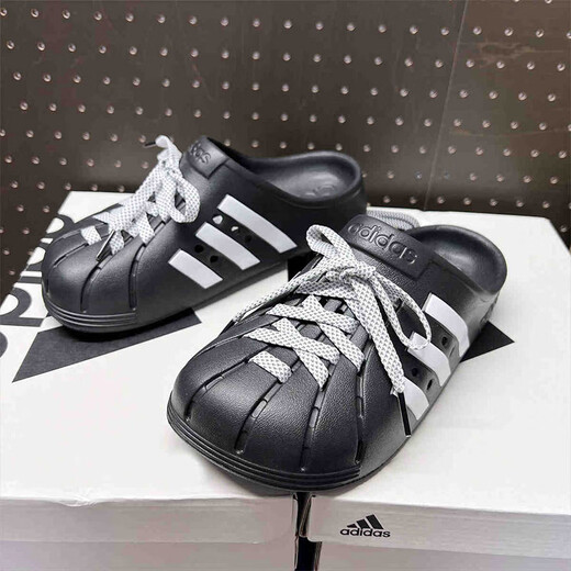 阿迪达斯 （adidas）男鞋女鞋 秋季新款洞洞鞋勃肯鞋透气运动休闲鞋外穿凉拖鞋 JH9848/黑色 46