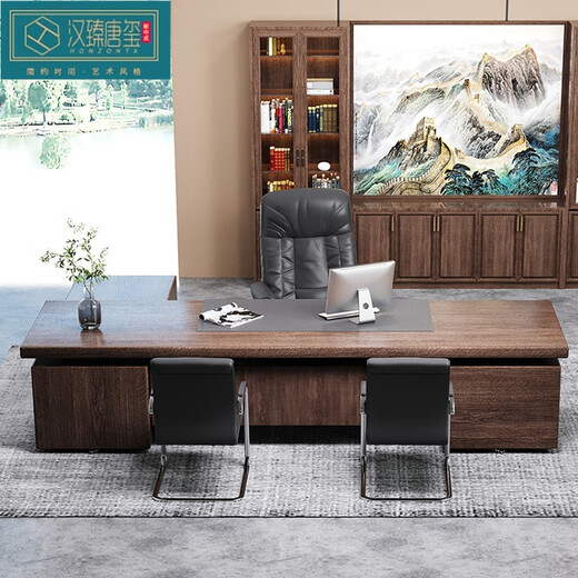 HONZONTX new Chinese style ash solid wood desk and chair combination study office computer desk boss desk high-end villa home 2-meter desk