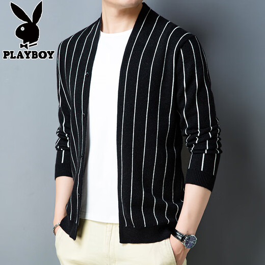 Playboy (Playboy) 2020 AUTOMNE NOUVEAU CARDIGAN CARDIGAN Veste pour hommes à manches longues à manches longues d'âge moyen et jeune pull tricot mince Pull Gris gris F11 3xl 185
