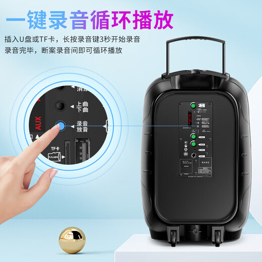 Sony Ericsson (soaiy) 12-inch square dance audio high-power portable outdoor heavy bass Bluetooth karaoke special high-volume mobile trolley speaker outdoor performance equipment single microphone A95