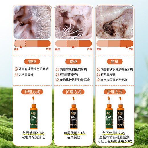 Fuji Sakura Pet Cats and Dogs Ear Drops Cleaning Ear Washing Liquid Earwax, Itchy Ear Canal, Remove Bacteria, Remove Odor, Stay Away from Ear Mites, Silver Ion Ear Cleaning Liquid 100ml