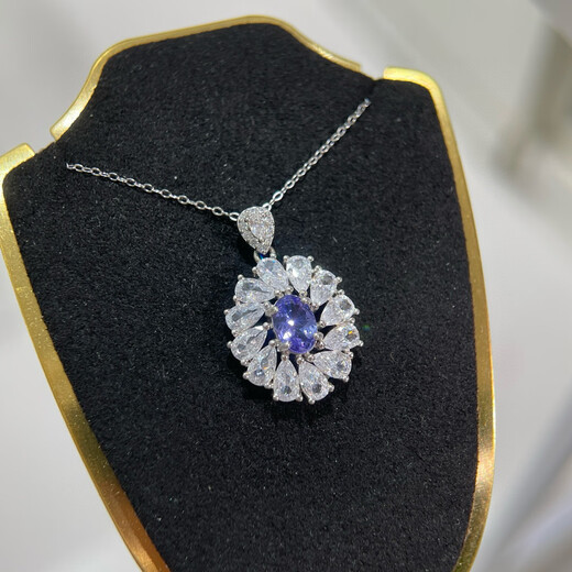 Chishe natural tanzanite pendant silver needle necklace sunflower flower 925 sterling silver precision inlay ins simple and versatile style