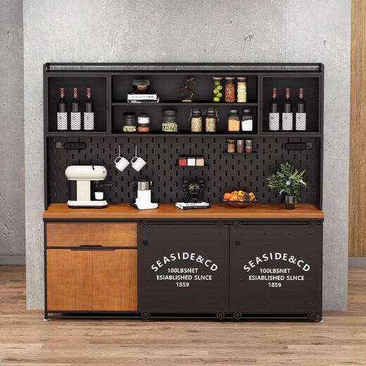 
Dingzhou Iron Art Retro Side Cabinet Industrial Style Tea Cabinet Living Room Storage Cabinet Kitchen Side Cabinet Storage Cabinet Durable and Practical: 80*40*183 Countertop Solid Wood