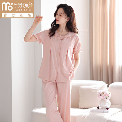Modal hochwertiger reiner Baumwollbrustpolster-Pyjamas für Frauen im Sommer coole kurzärmelige Hosen können außen mit Anti-Concave Point-Kleidungsstück Z691 Weichpulver Brust Pad XL empfohlen 120-140jin [Jin gleich 0,5 kg