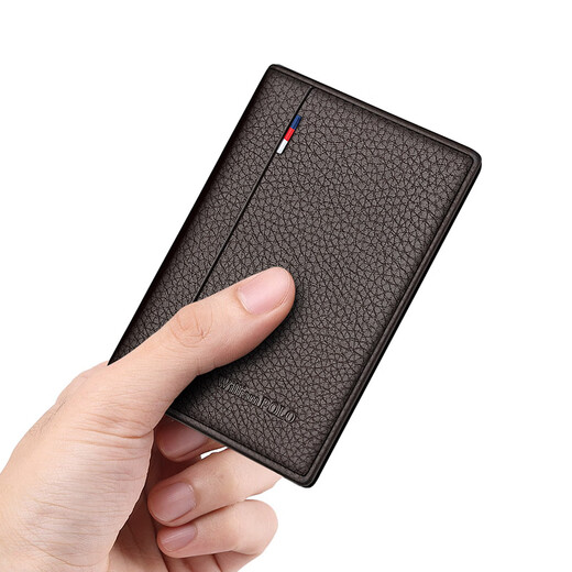 Williampolo Kartenbeutel für Männer Mini Echtes Leder Ultra-dünn kleiner Zertifikatbeutel Führerschein Lederhülle High-End-Kartenclip Geburtstagsgeschenk Schwarz [Top-Layer-Cowide-Genuine Leder]