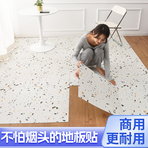 高光自粘PVC地板贴地板革加厚地板贴自粘耐磨防滑自粘地板胶批发 爵士白(6625)/1片 亮面升级防烟渍1片 1.2mm