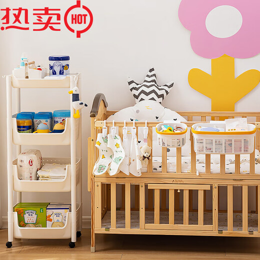 沃德百惠床边挂篮儿童床头收纳袋婴儿围栏尿布台收纳盒宝宝尿不湿尿片挂袋 多功能旋转夹子5个装