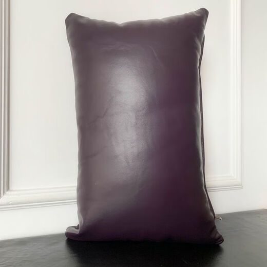 Coupure de canapé en cuir à bande longue Coussin haut de gamme Special Office de la taille de couleur unie de couleur unie simple simple Coussiér en cuir café D671 # (Doublage double face) 55x32cm (couvercle en cuir + noyau d'oreiller)