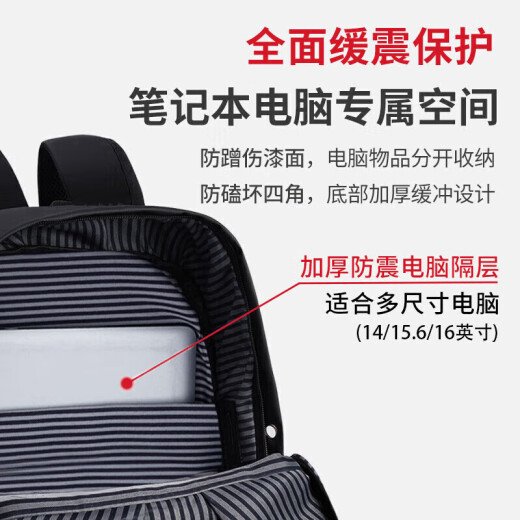 Huili backpack men's casual computer bag splashproof travel backpack business student junior high school student high school student college student school student school student school student black [upgrade enlarged version]