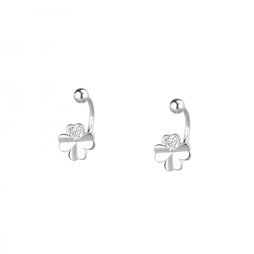 DL 1998 Fat Donglai same style platinum earrings PT950 platinum four-leaf clover female ear piercing earrings screw twist ear bone nail 2 platinum four-leaf clover ear hook