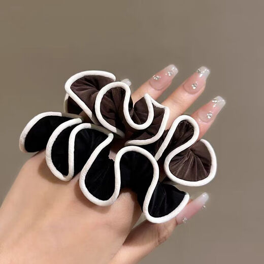 Jiuweiya Pearl Small Intestinal Circle Headband No Straightening, No Marks, Simple and Versatile Rubber Band Hairband High Elasticity Ponytail Hair Rope Headband JYFQ187 Round Buckle Headband Black