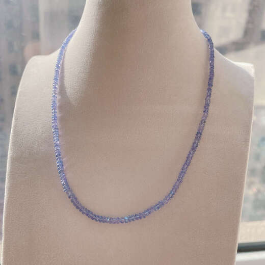 Guran Natural Tanzanite Abacus Bead Necklace Women's Fashionable and Versatile Elegant Clavicle Chain Simple Design High-end