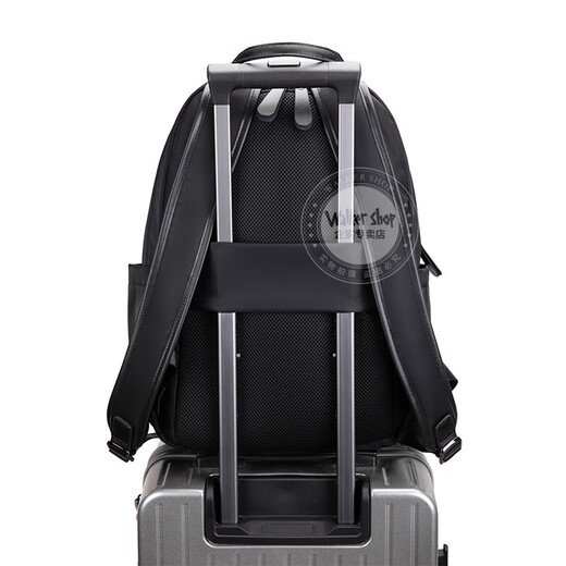 Walker Shop品牌轻奢双肩包男书包简约防水尼龙牛津布旅行电脑背包男女 时尚黑 [14寸] 43*32*13cm